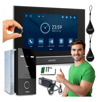 Zestaw Wideodomofon 7'' HD 2-żyłowy (Czarny)