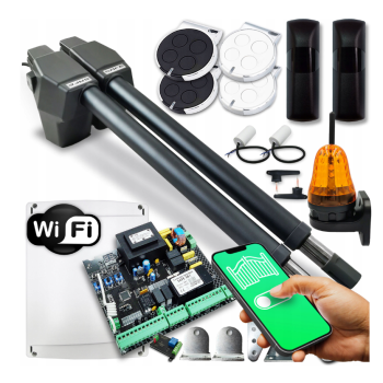 Zestaw do bramy dwuskrzydłowej VENTO400 7M 4xPilot+Fotokomórki+ Lampka z WIFI