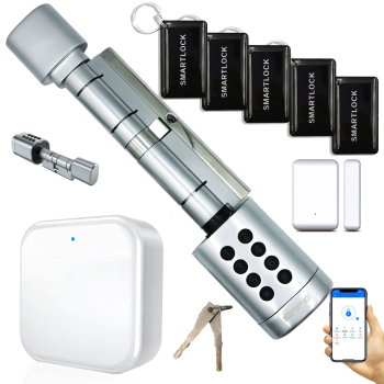 Elektroniczny zamek RCF_CYLINDER_69 do drzwi wkładka TTlock PIN bramka+czujnik+5x brelok